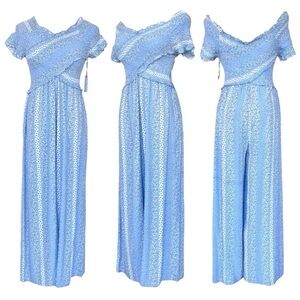 🆕 Japna Surplice Smocked Wide Leg Jumpsuit
